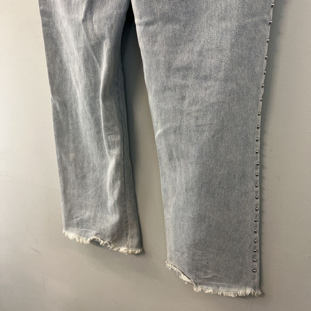 Fashion Nova Light Wash Studded Sides Distressed Jeans 13