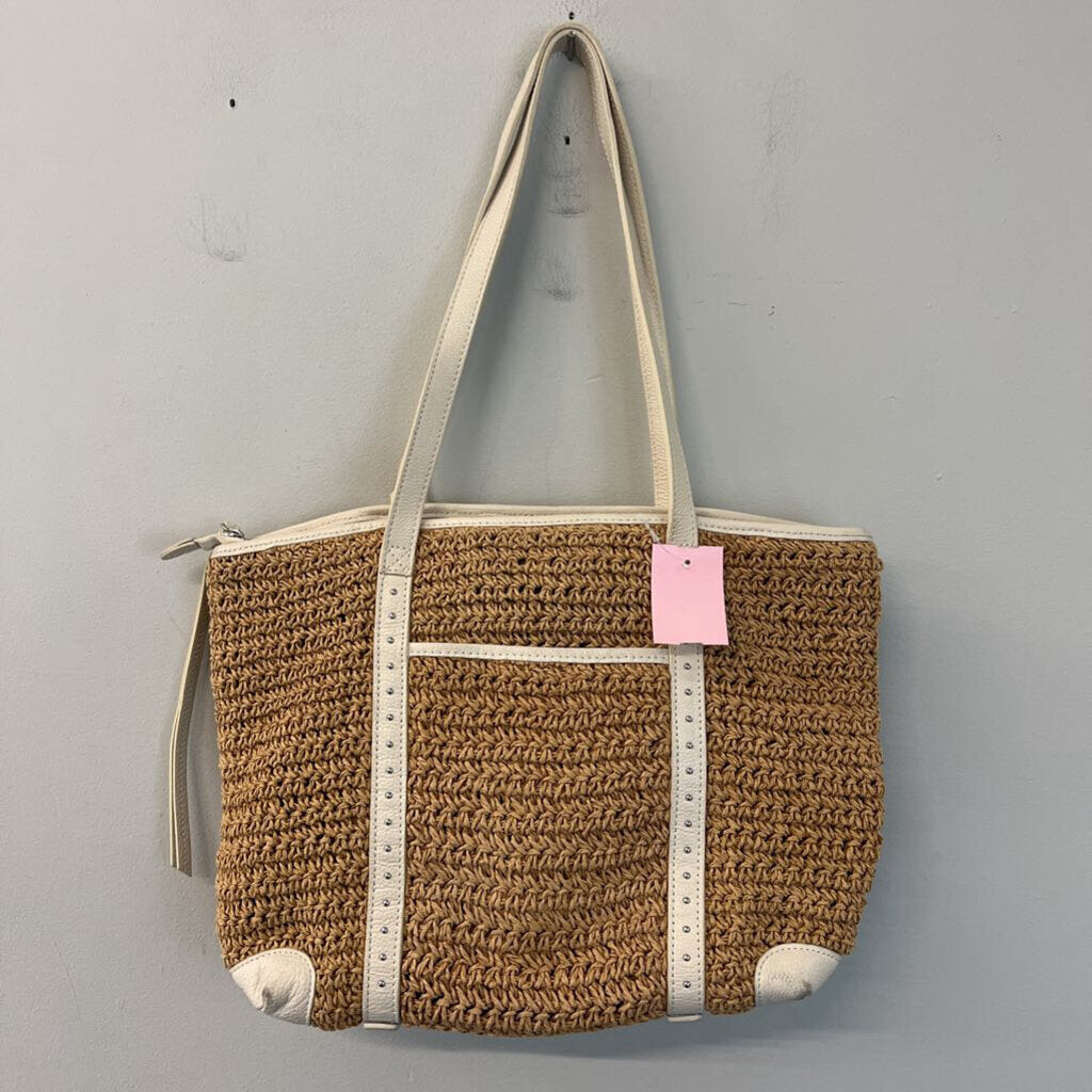 Brighton Brown Woven/ Cream Studded Leather Purse