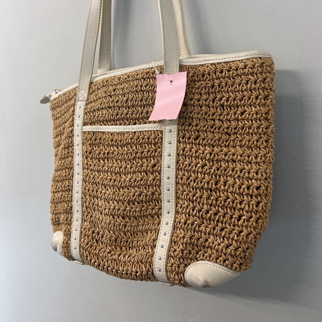 Brighton Brown Woven/ Cream Studded Leather Purse