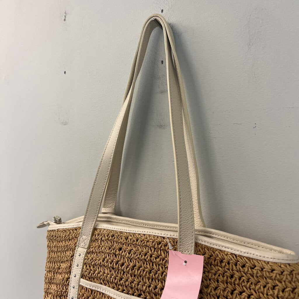 Brighton Brown Woven/ Cream Studded Leather Purse