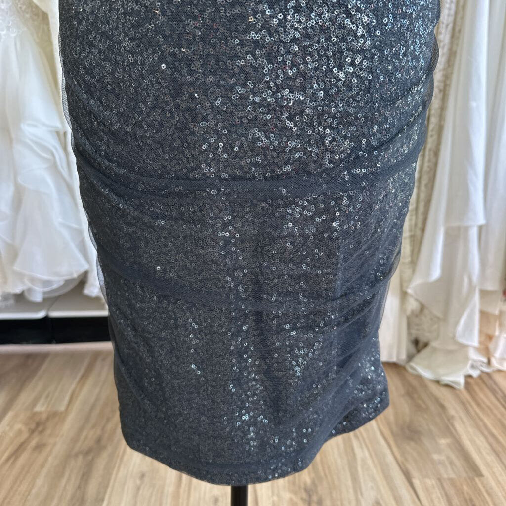 Ralph Lauren Grey Sequin Ruched Midi Dress 12