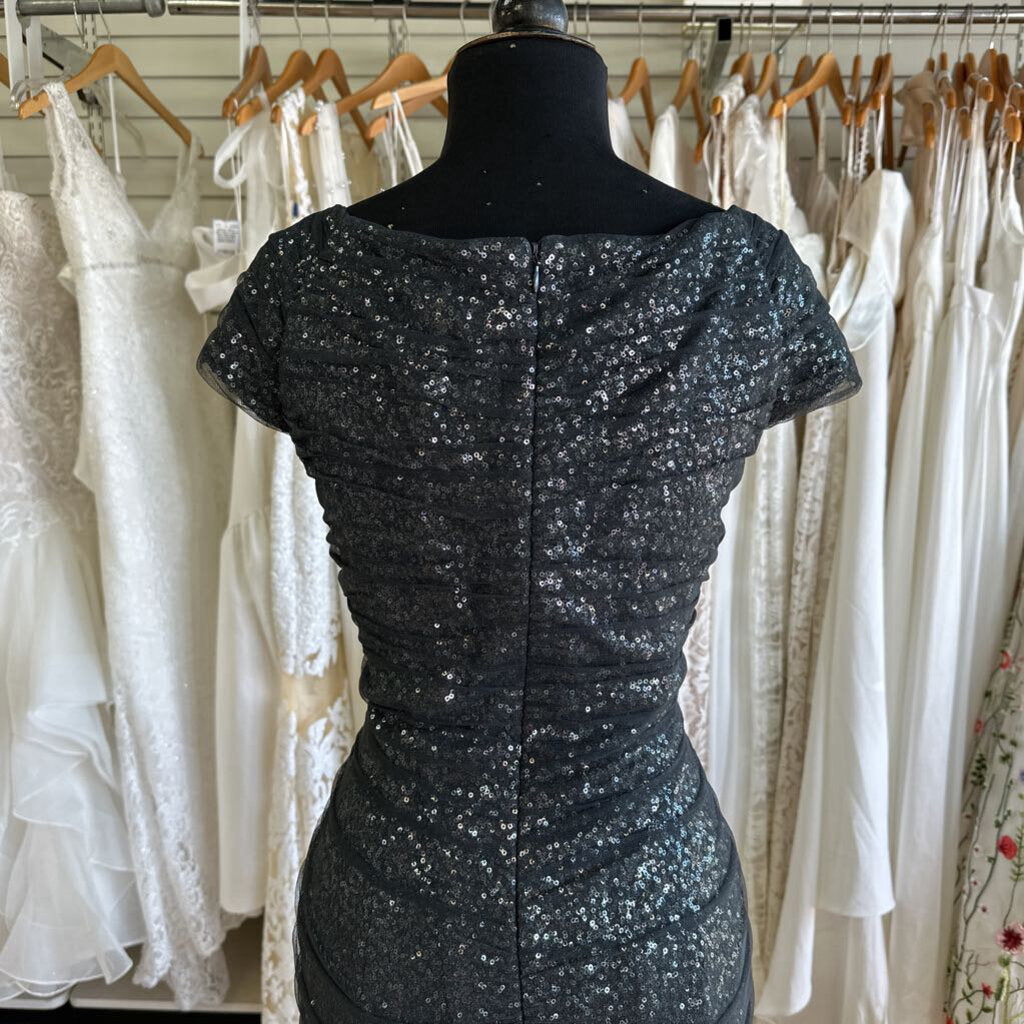 Ralph Lauren Grey Sequin Ruched Midi Dress 12