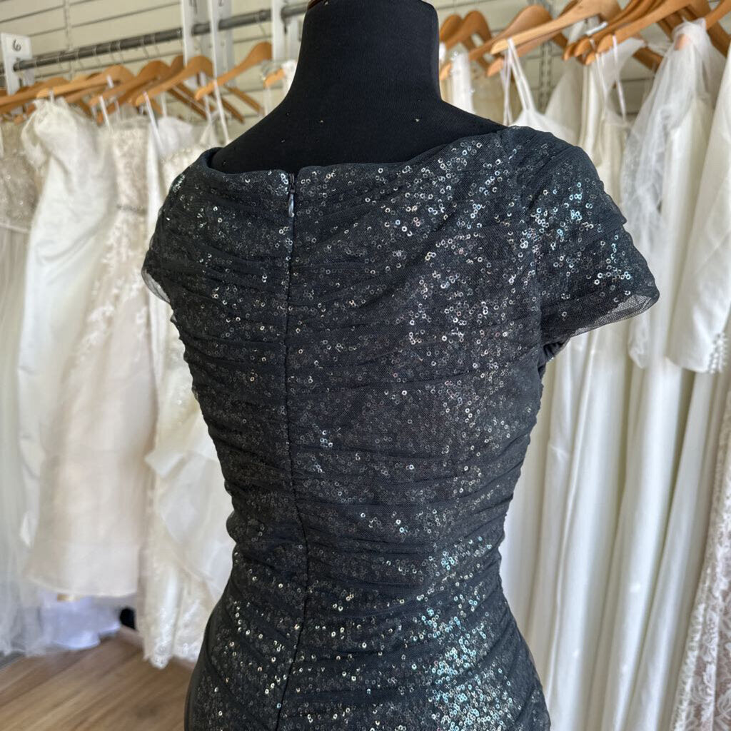 Ralph Lauren Grey Sequin Ruched Midi Dress 12