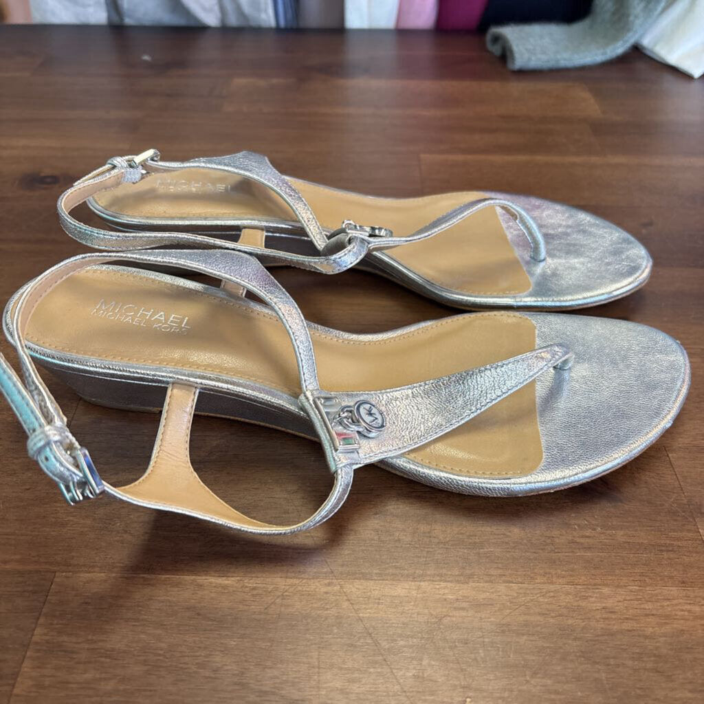 Michael Kors Silver Wedge Sandals 7.5