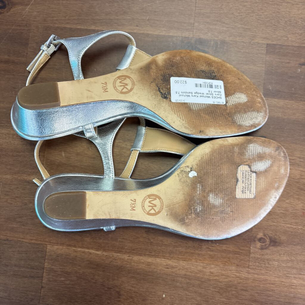 Michael Kors Silver Wedge Sandals 7.5