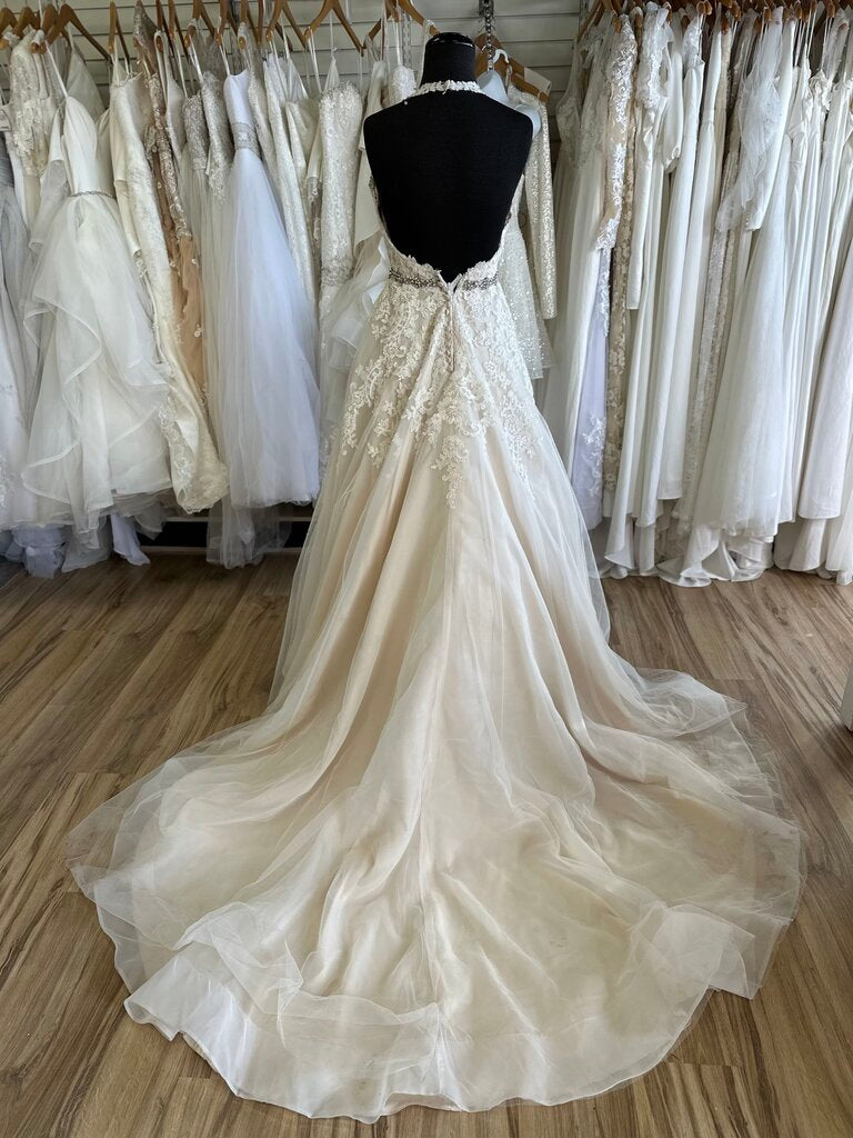 Mori Lee Lace A-Line Halter Neck Wedding Gown 4