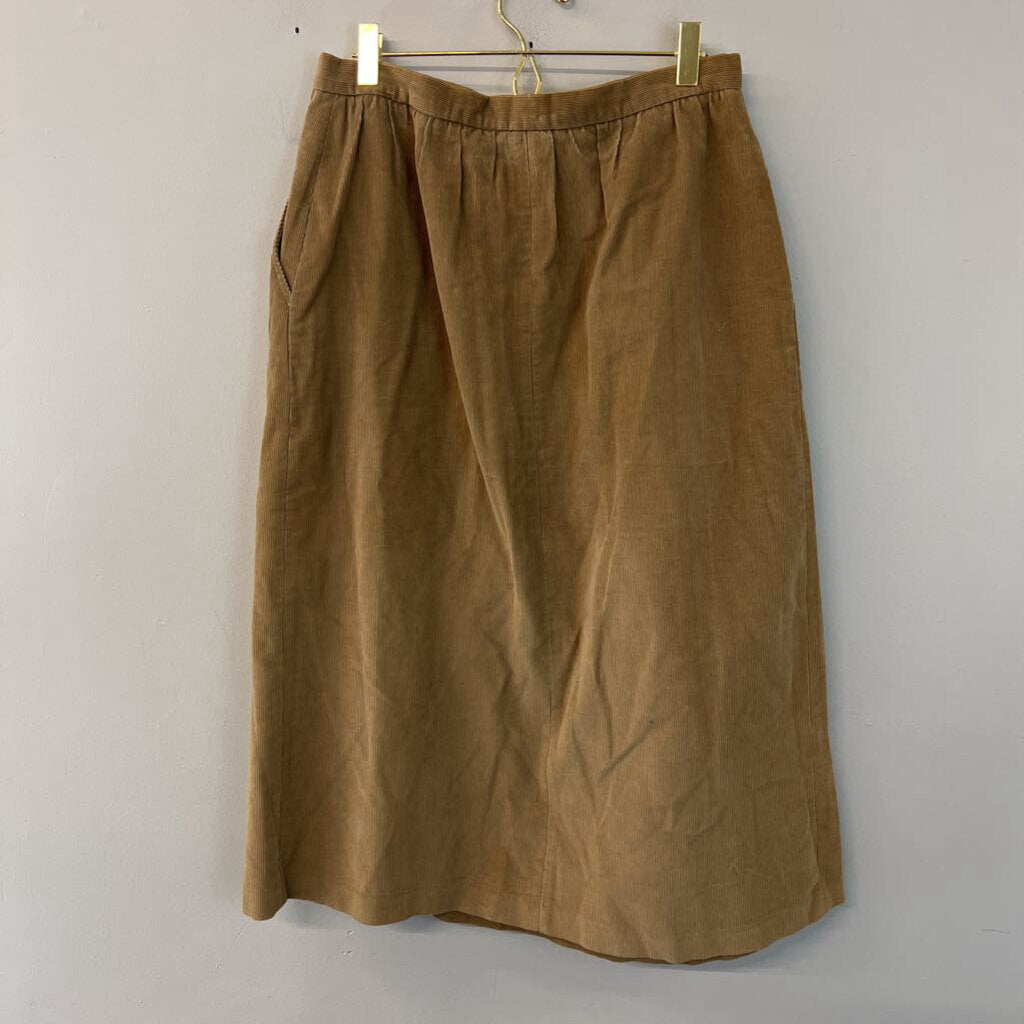Vintage Carroll Reed Brown Corduroy Midi Skirt 14