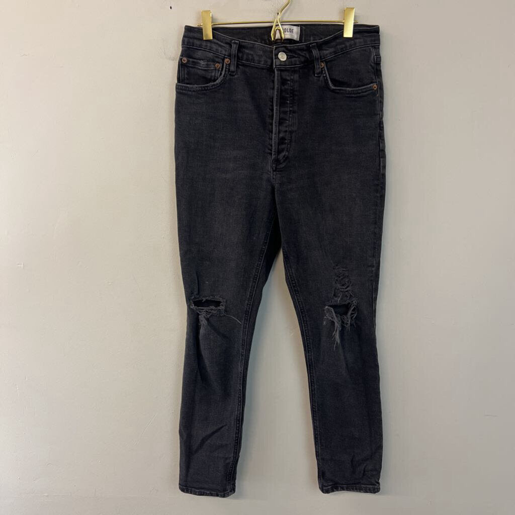 Agolde Black Distressed Skinny Leg Jeans 28