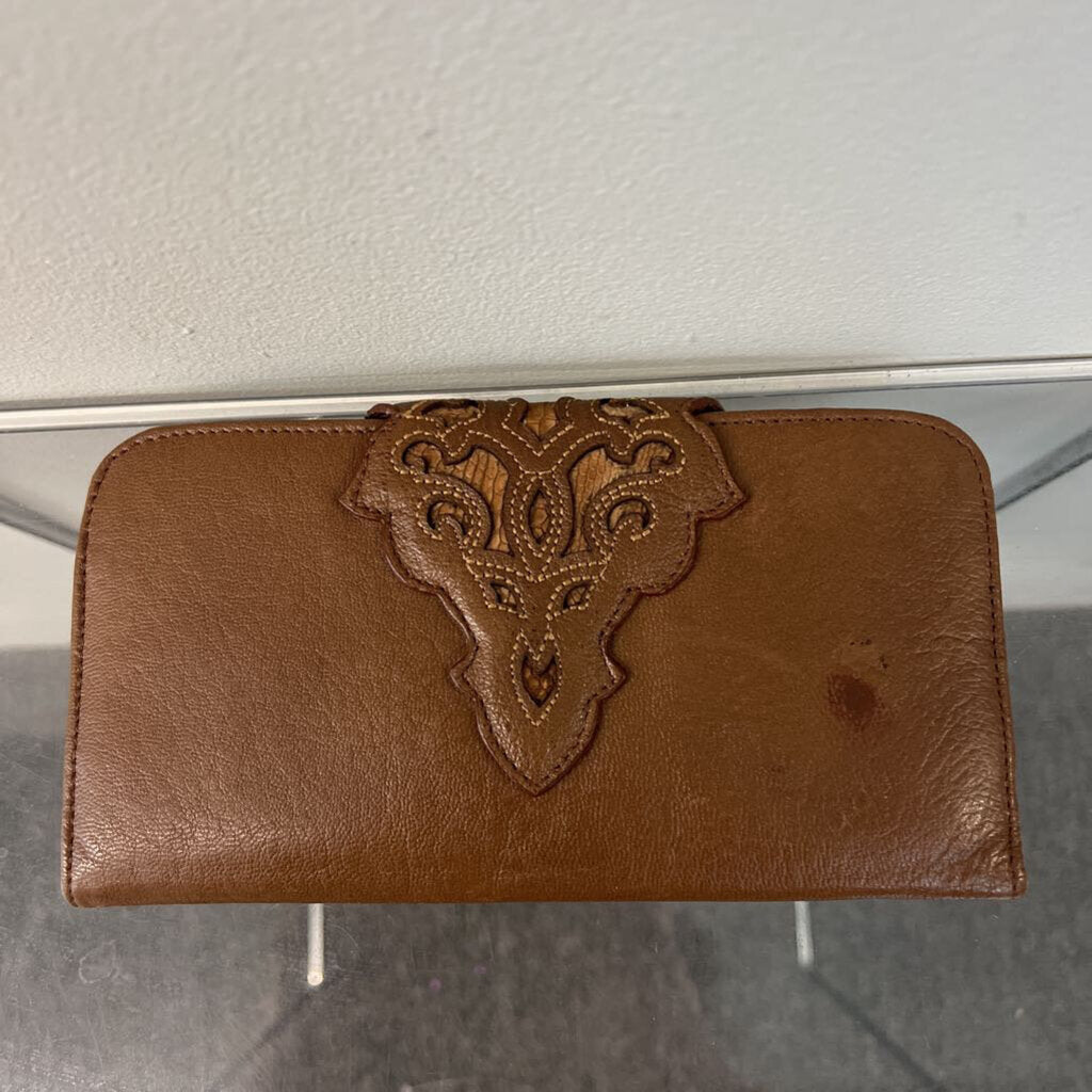 Corral Brown Leather Laser Cut Fold Over Wallet