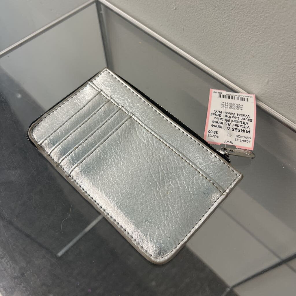 Adrienne Vittadini Metallic Silver Leather Small Wallet