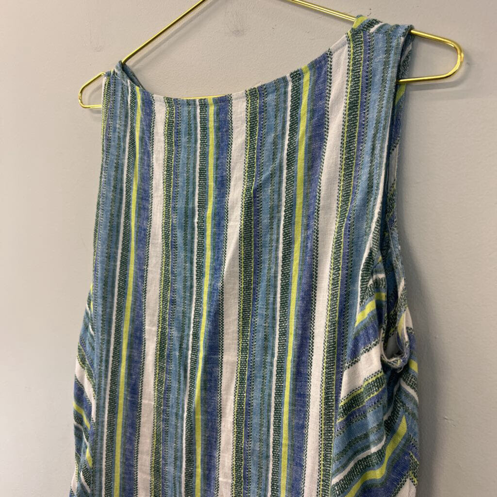 For Cynthia Blue/ Multi Striped Sleeveless Dress Large