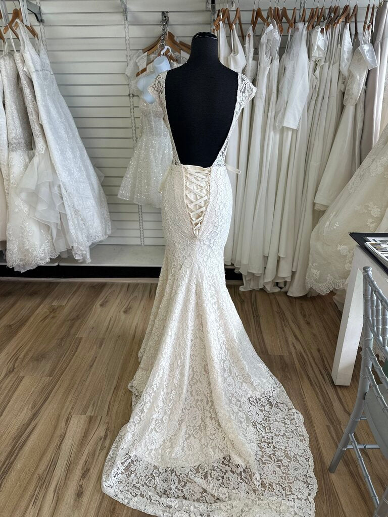 Mikaella Ivory Lace Fitted Bridal Gown 10