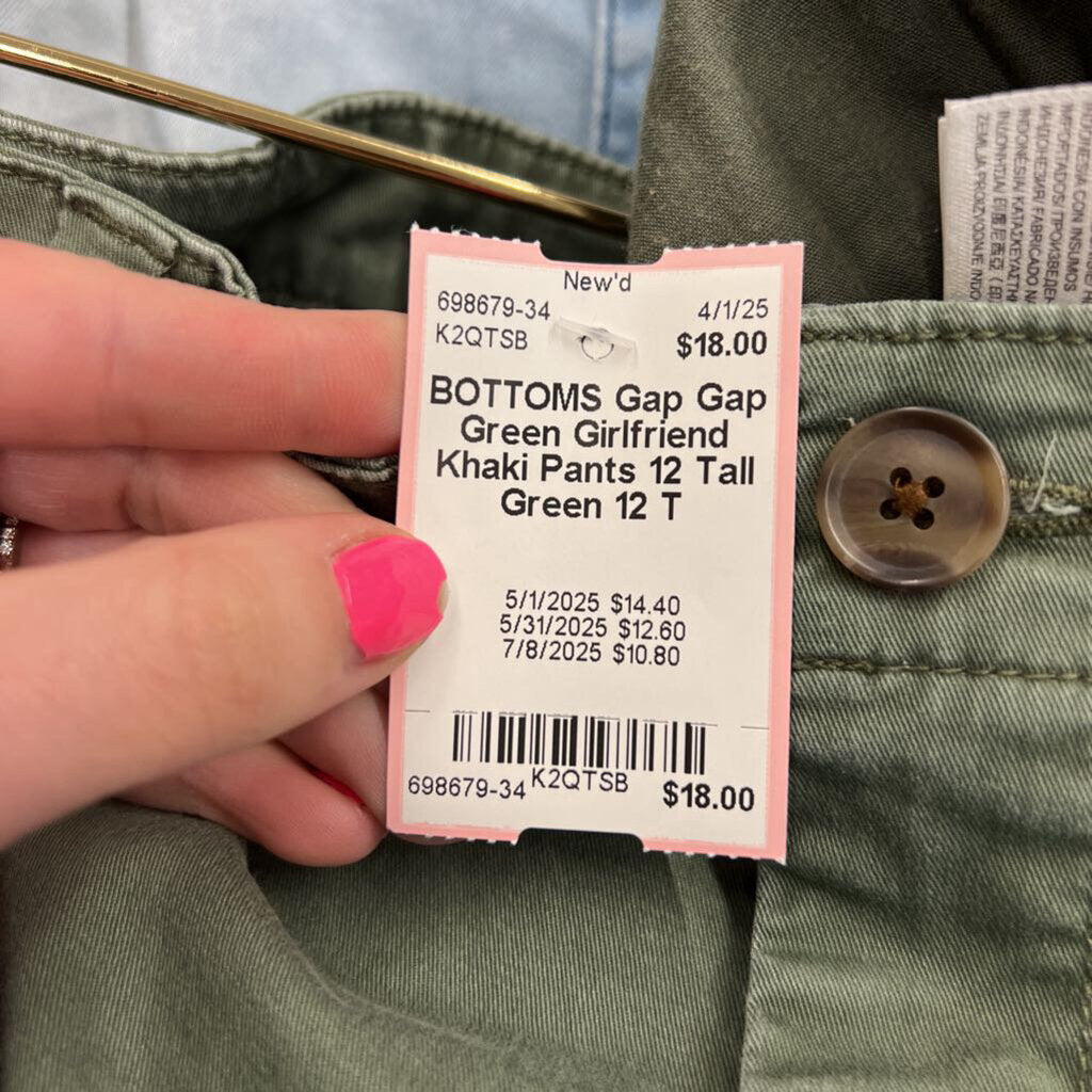Gap Green Girlfriend Khaki Pants 12 Tall