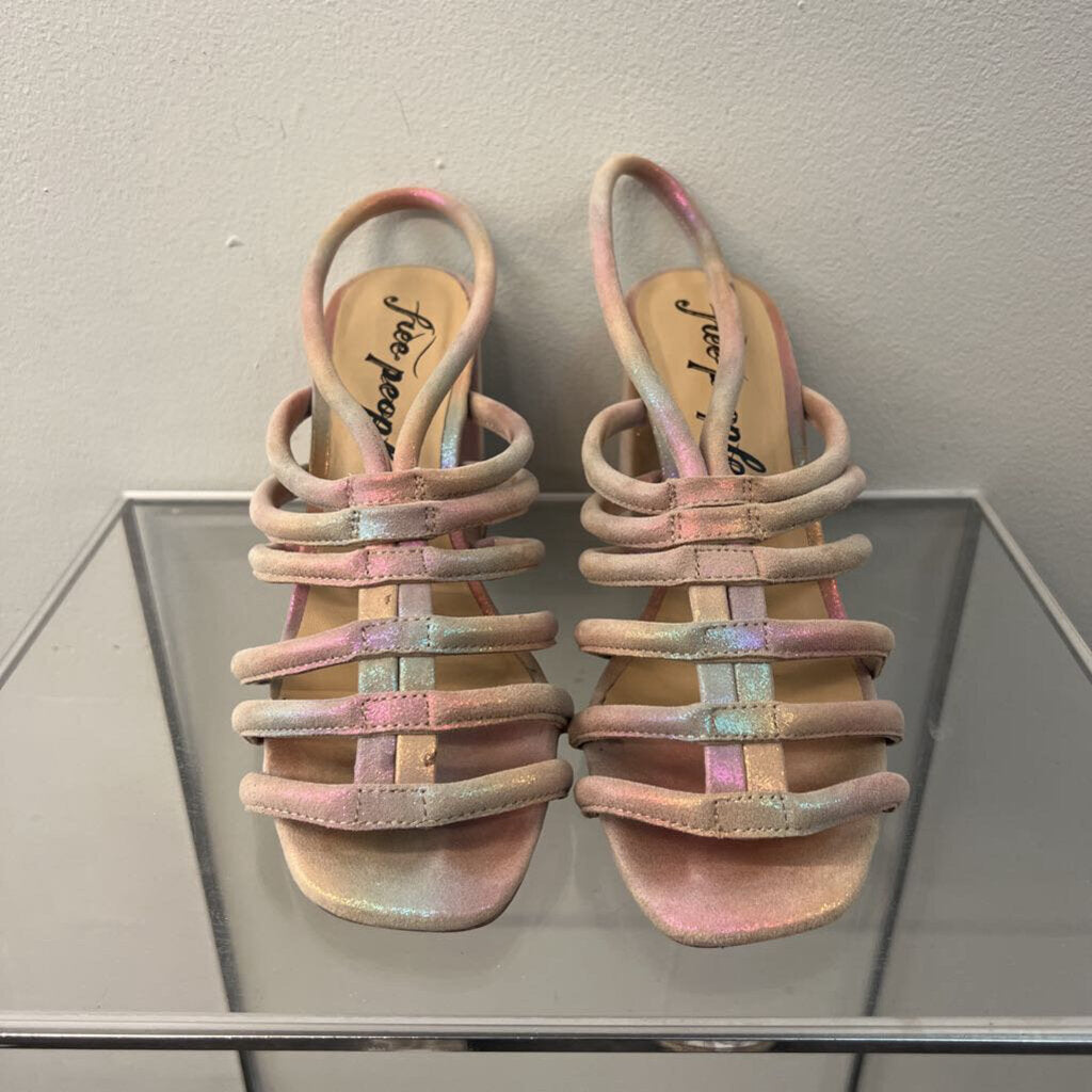 Free People Beige/ Metallic Multi Colette Cinched Heels 39