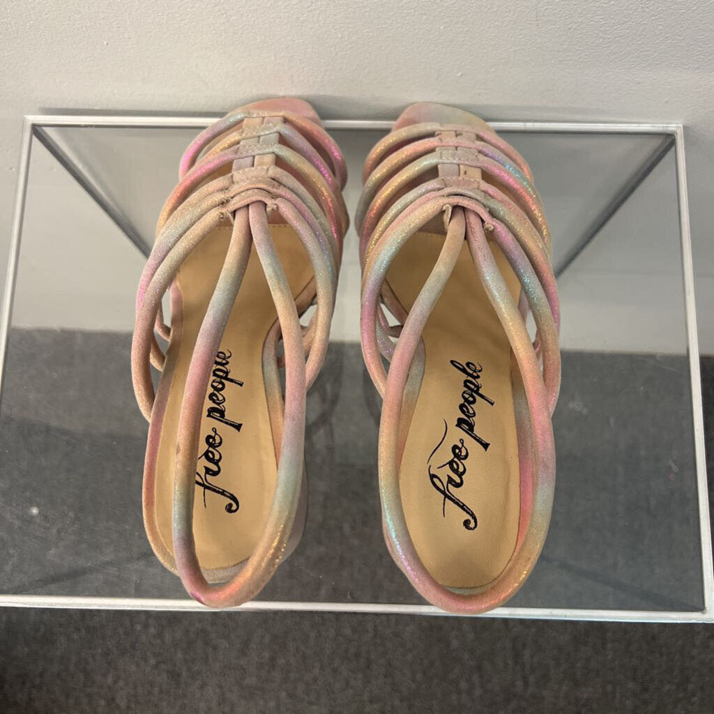 Free People Beige/ Metallic Multi Colette Cinched Heels 39
