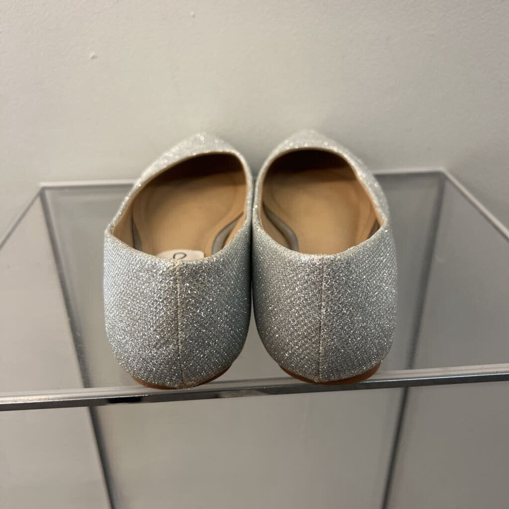 Silver Sparkle Point Toe Flat Shoes 8