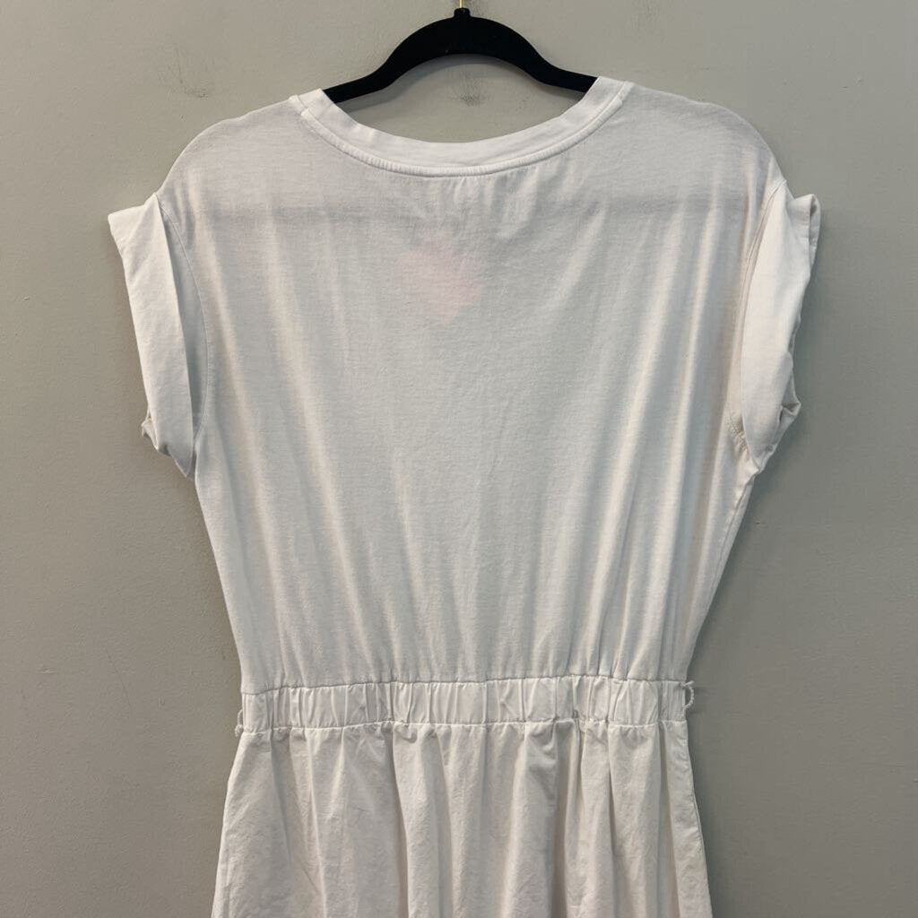 Banana Republic White Short Sleeve Ruffle Hem Maxi Dress Small