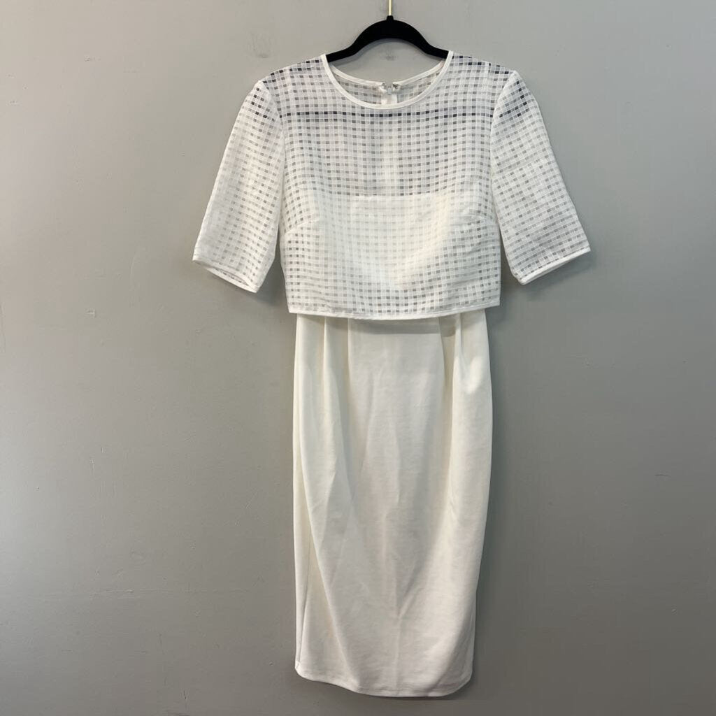 Asos White Checkered Short Sleeve Top Layered Dress 6