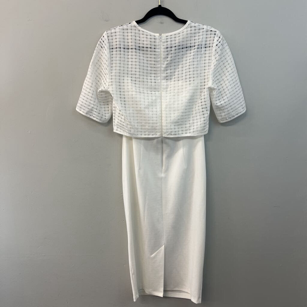 Asos White Checkered Short Sleeve Top Layered Dress 6