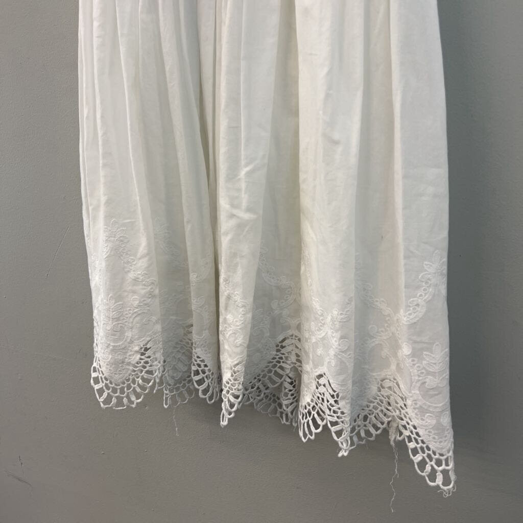 The Jetset White Embroidered Lace Off Shoulder Dress Medium