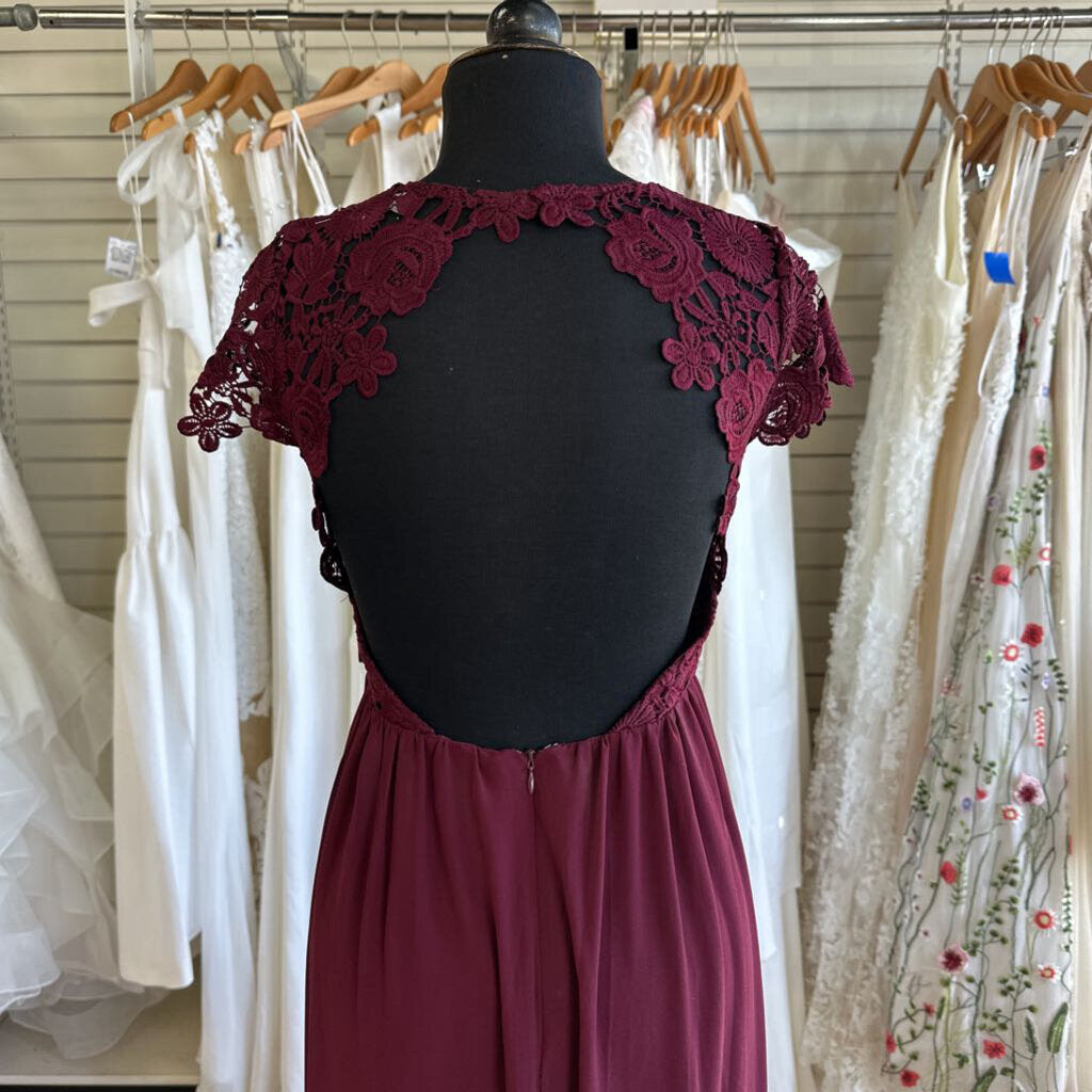 Lulus Burgundy Lace Top Long Formal Dress Small