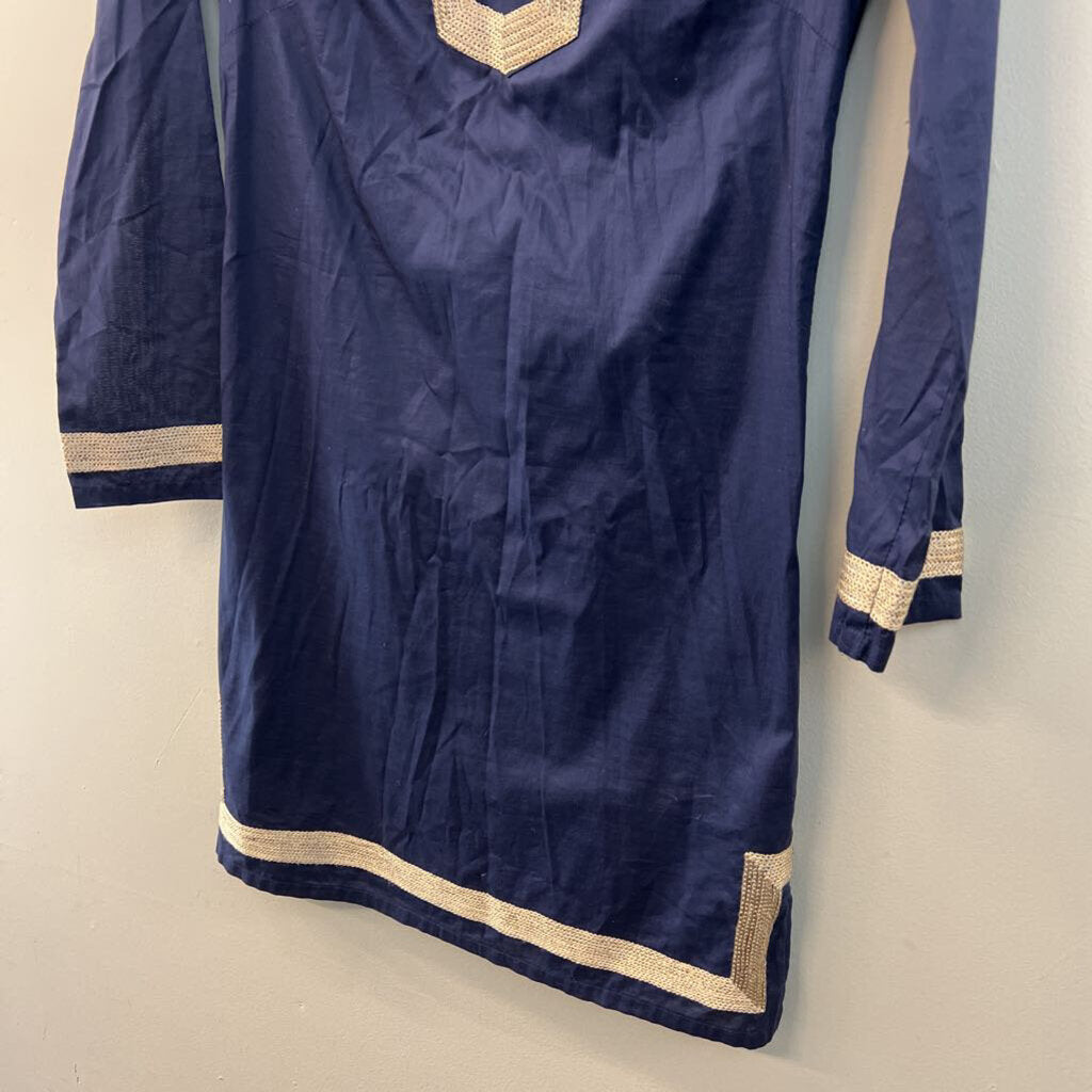 Sail to Sable Navy/ Gold Long Sleeve Dress XXS