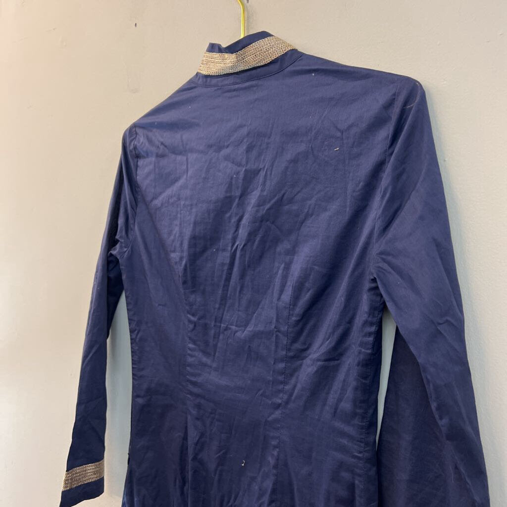 Sail to Sable Navy/ Gold Long Sleeve Dress XXS