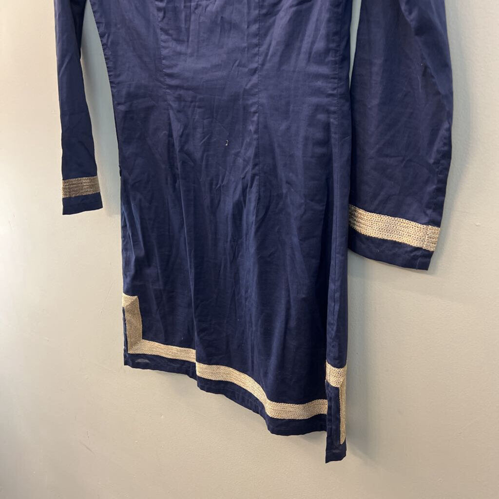 Sail to Sable Navy/ Gold Long Sleeve Dress XXS