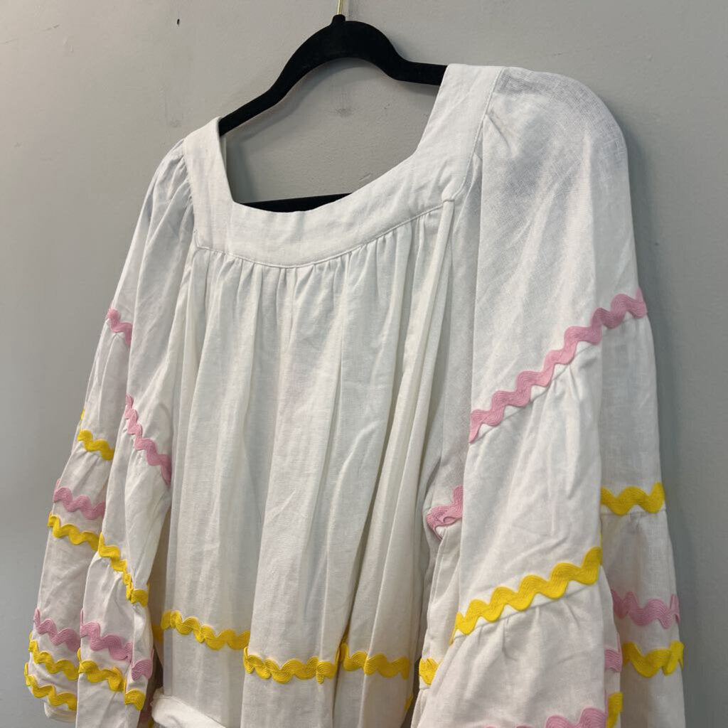 Lisa Marie Fernandez for Target White/ Multi Swirl Stripe Long Sleeve Dress Small