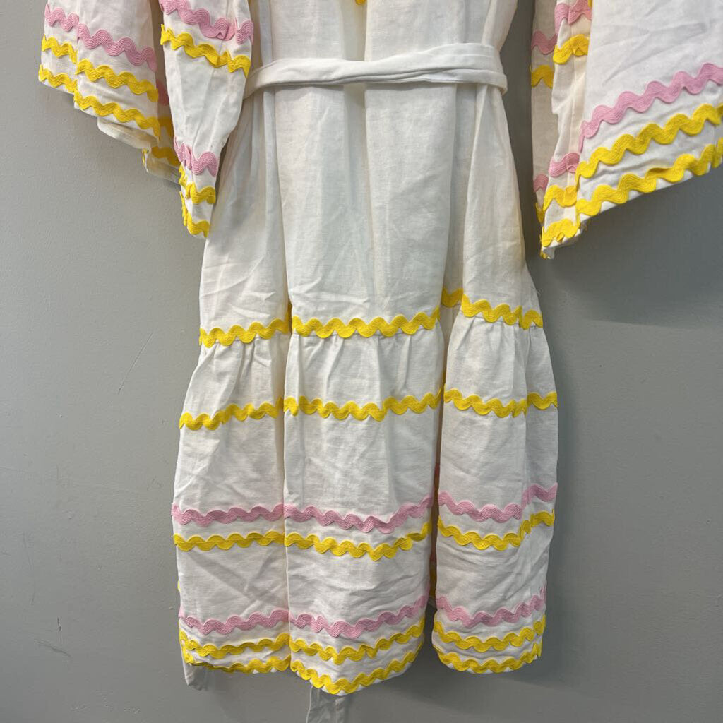 Lisa Marie Fernandez for Target White/ Multi Swirl Stripe Long Sleeve Dress Small