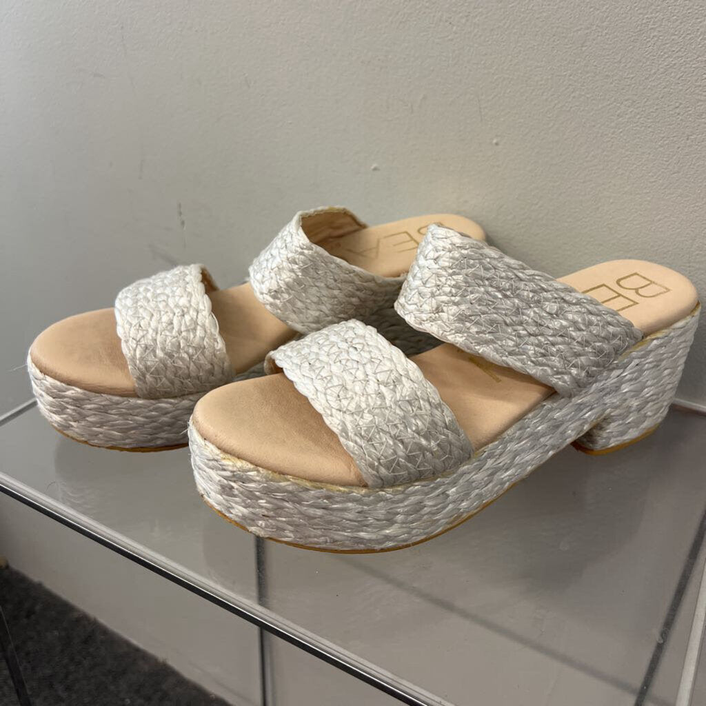 Beach by Matisse White Woven Platform Sandal Heels 10