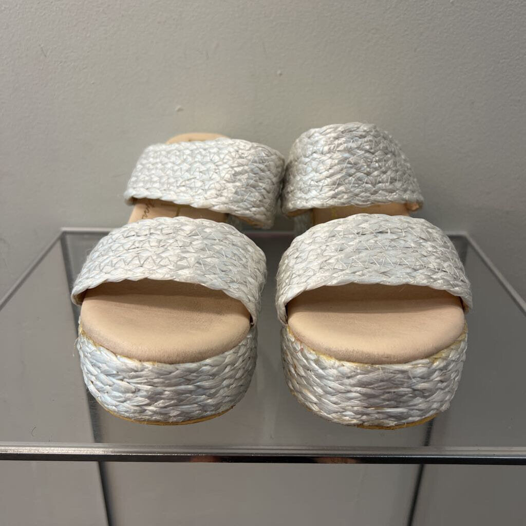 Beach by Matisse White Woven Platform Sandal Heels 10