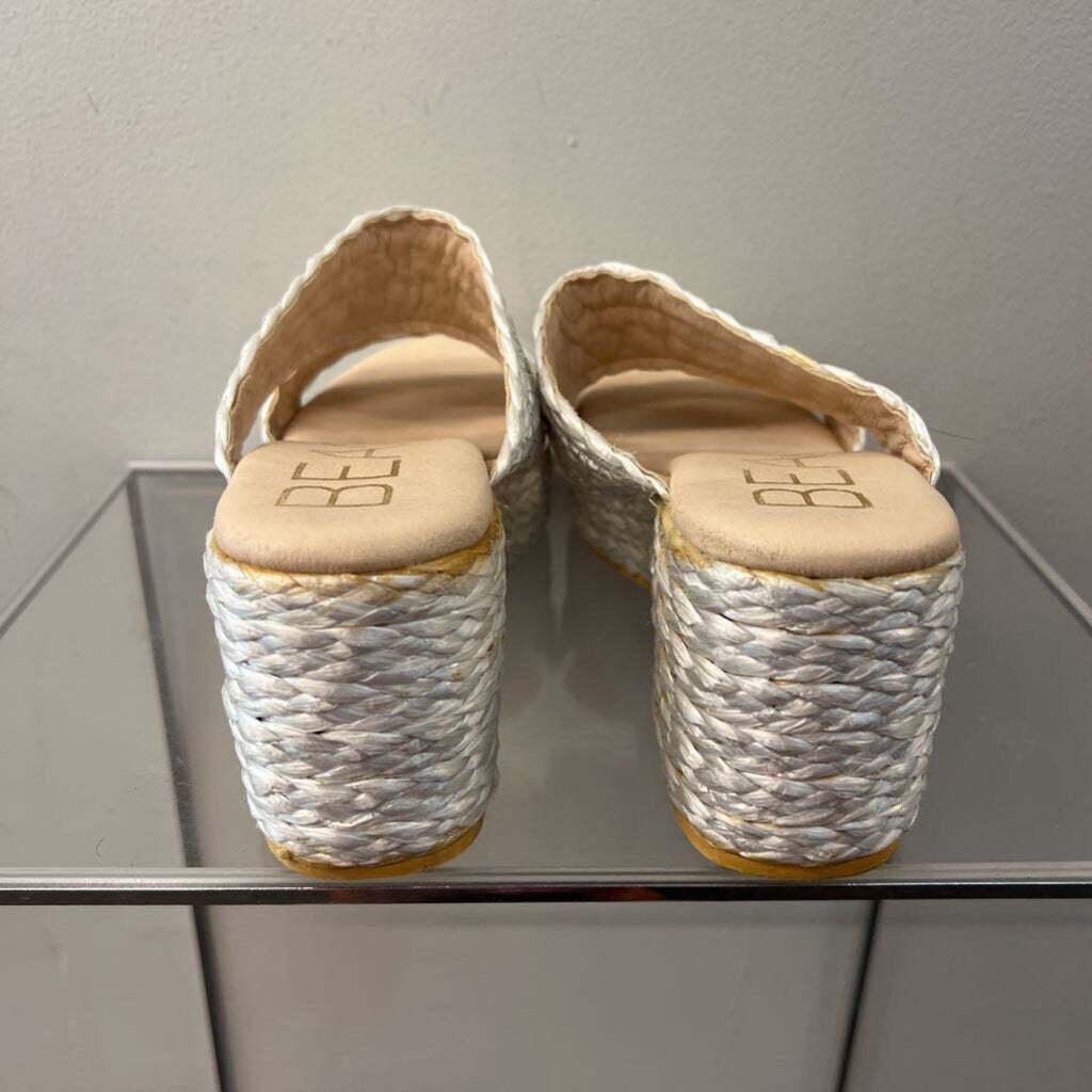 Beach by Matisse White Woven Platform Sandal Heels 10