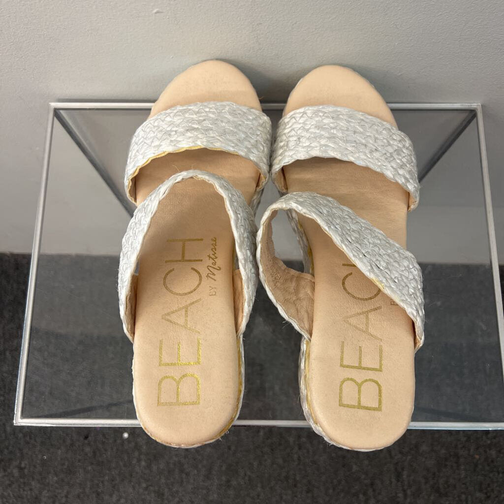 Beach by Matisse White Woven Platform Sandal Heels 10
