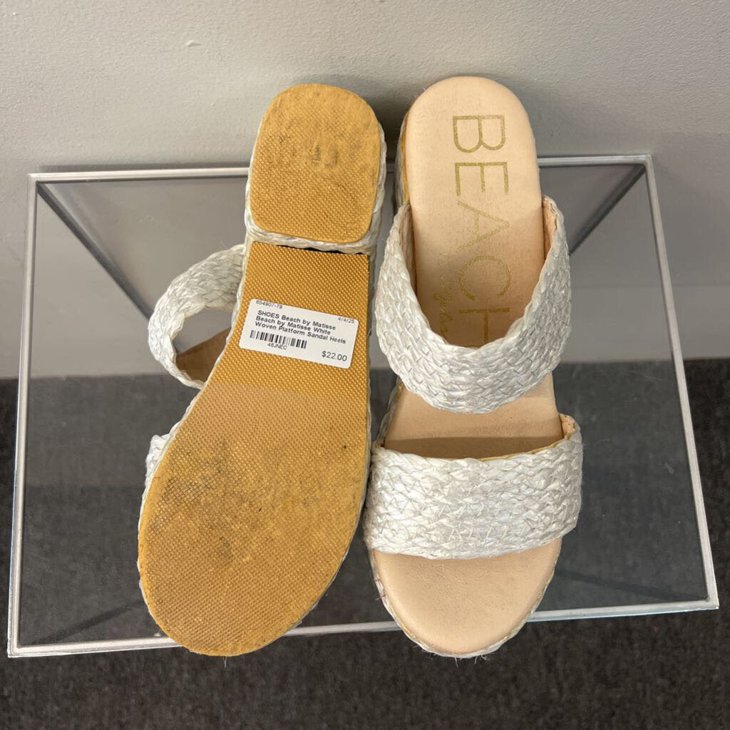 Beach by Matisse White Woven Platform Sandal Heels 10