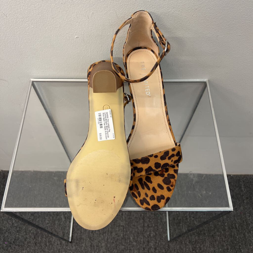 The Limited Brown/ Black Cheetah Print Open Toe Heels 10