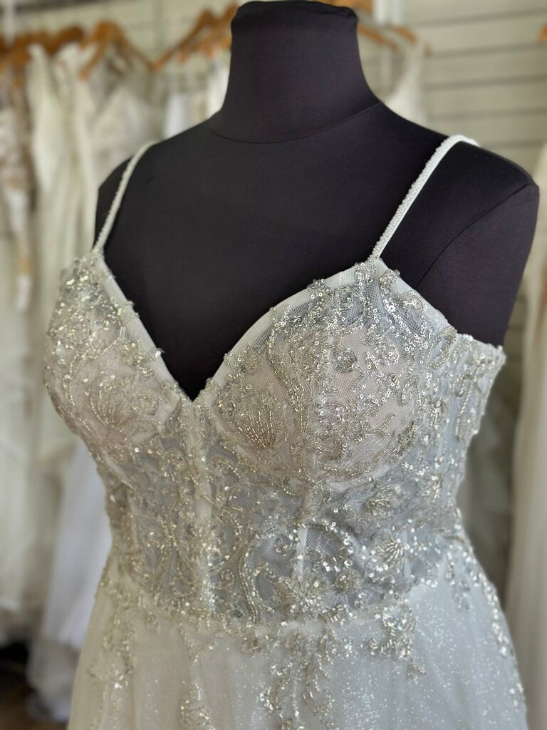 Stella Couture White Glitter Sparkle A Line Bridal Gown 20