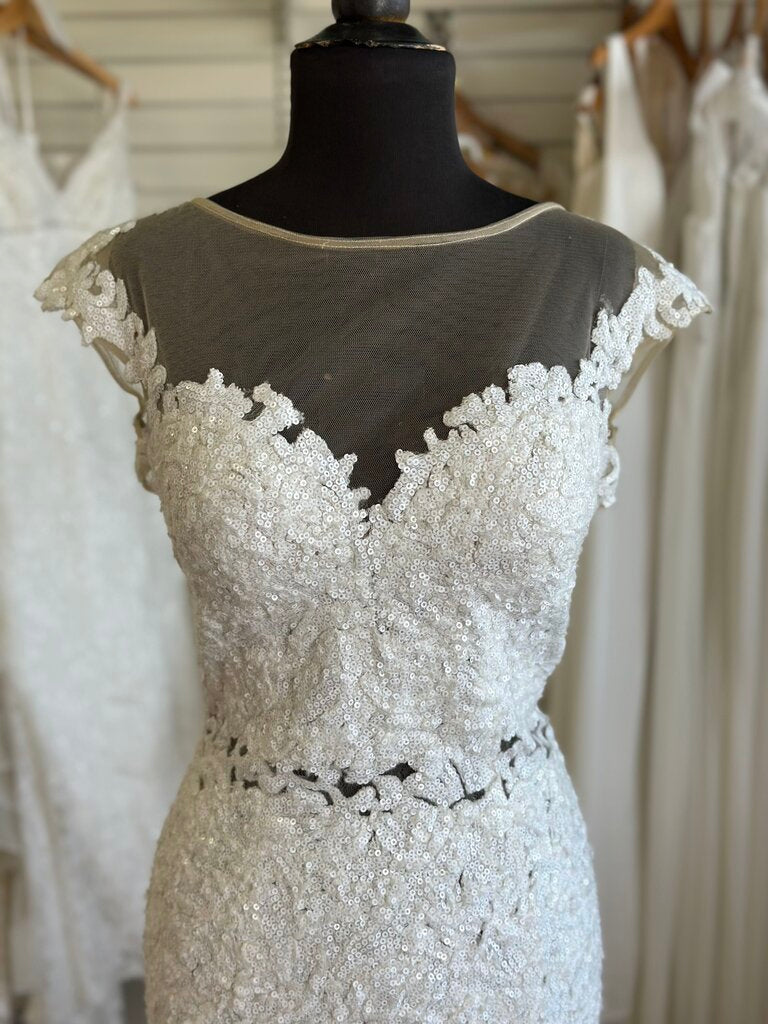 Jovani Ivory Sequin Fitted Bridal Gown 12