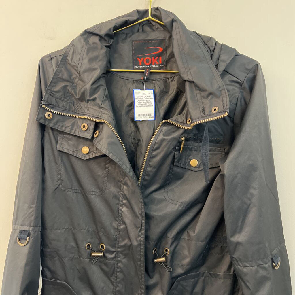 Yoki Outwear Collection Black Lightweight Rain Jacket Large