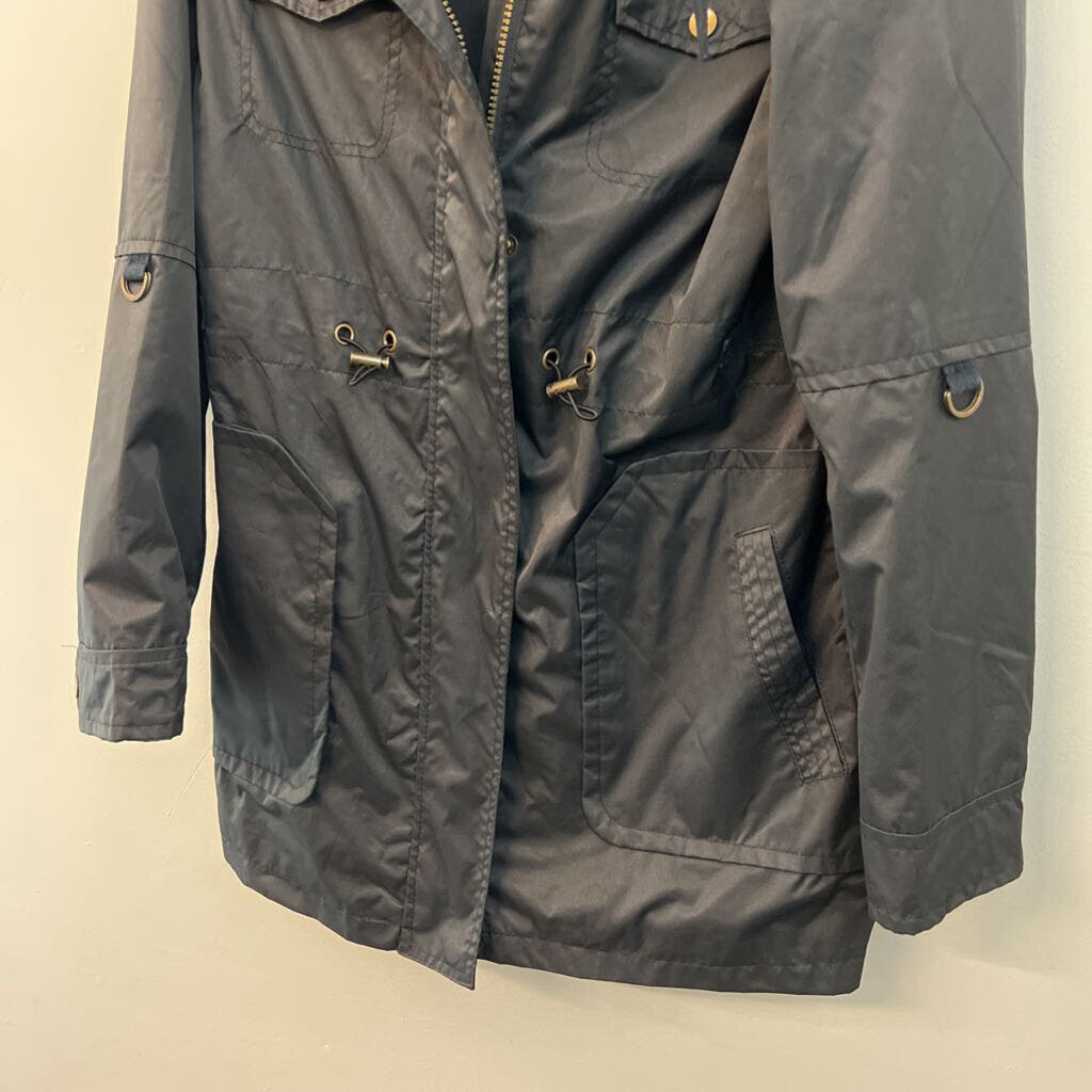Yoki Outwear Collection Black Lightweight Rain Jacket Large