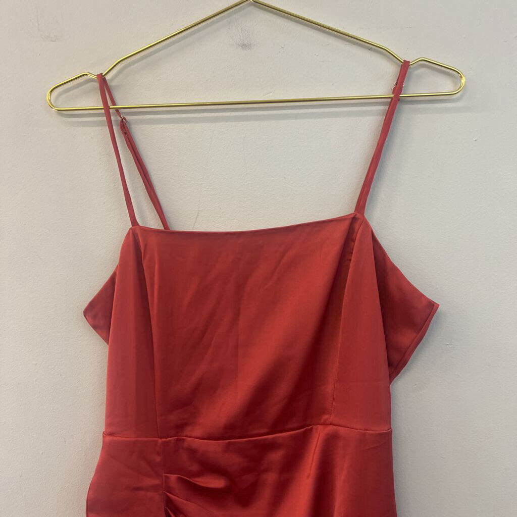 Lulus Orange Silky Ruffle Detail Dress Medium