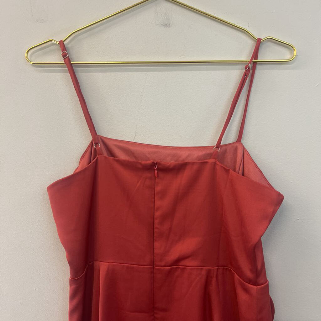 Lulus Orange Silky Ruffle Detail Dress Medium