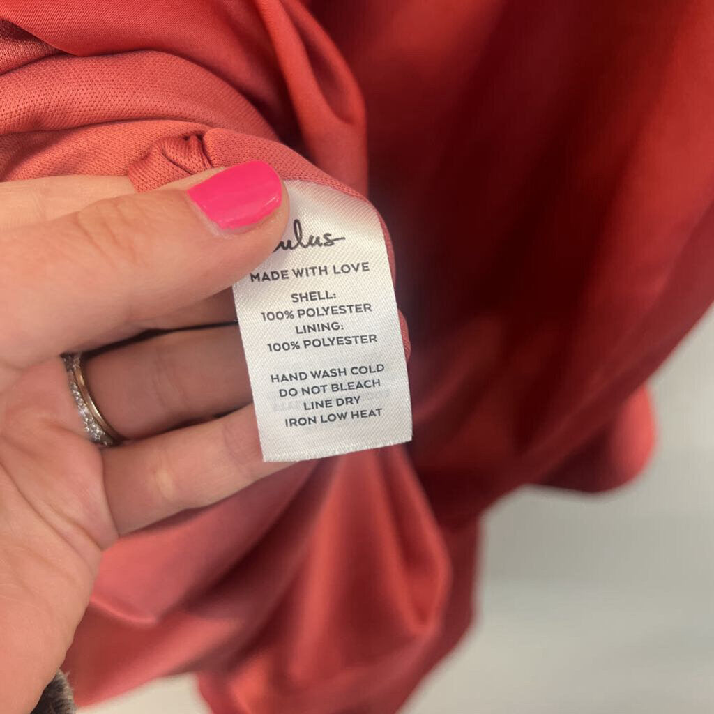 Lulus Orange Silky Ruffle Detail Dress Medium