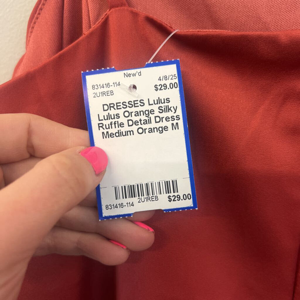 Lulus Orange Silky Ruffle Detail Dress Medium