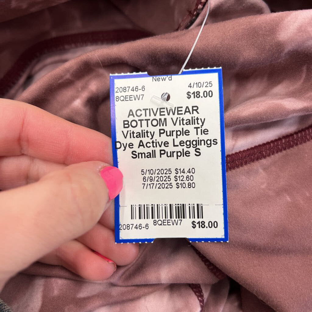 Vitality Purple Tie Dye Active Leggings Small
