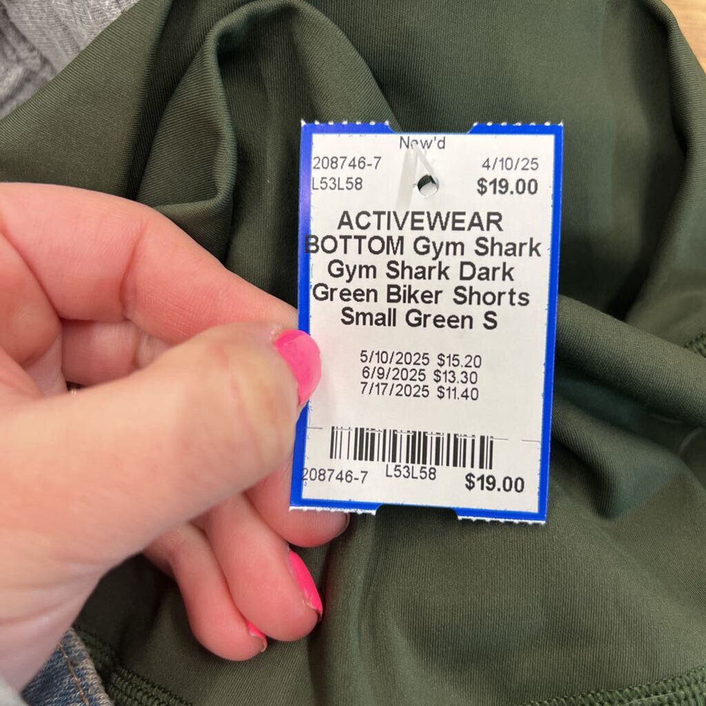 Gym Shark Dark Green Biker Shorts Small