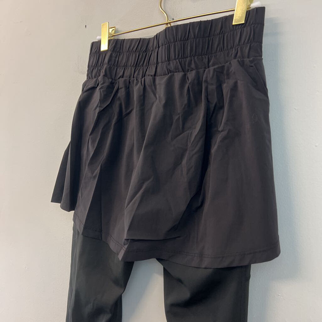 Pop Flex Black Active Leggings/ Layered Skirt Small