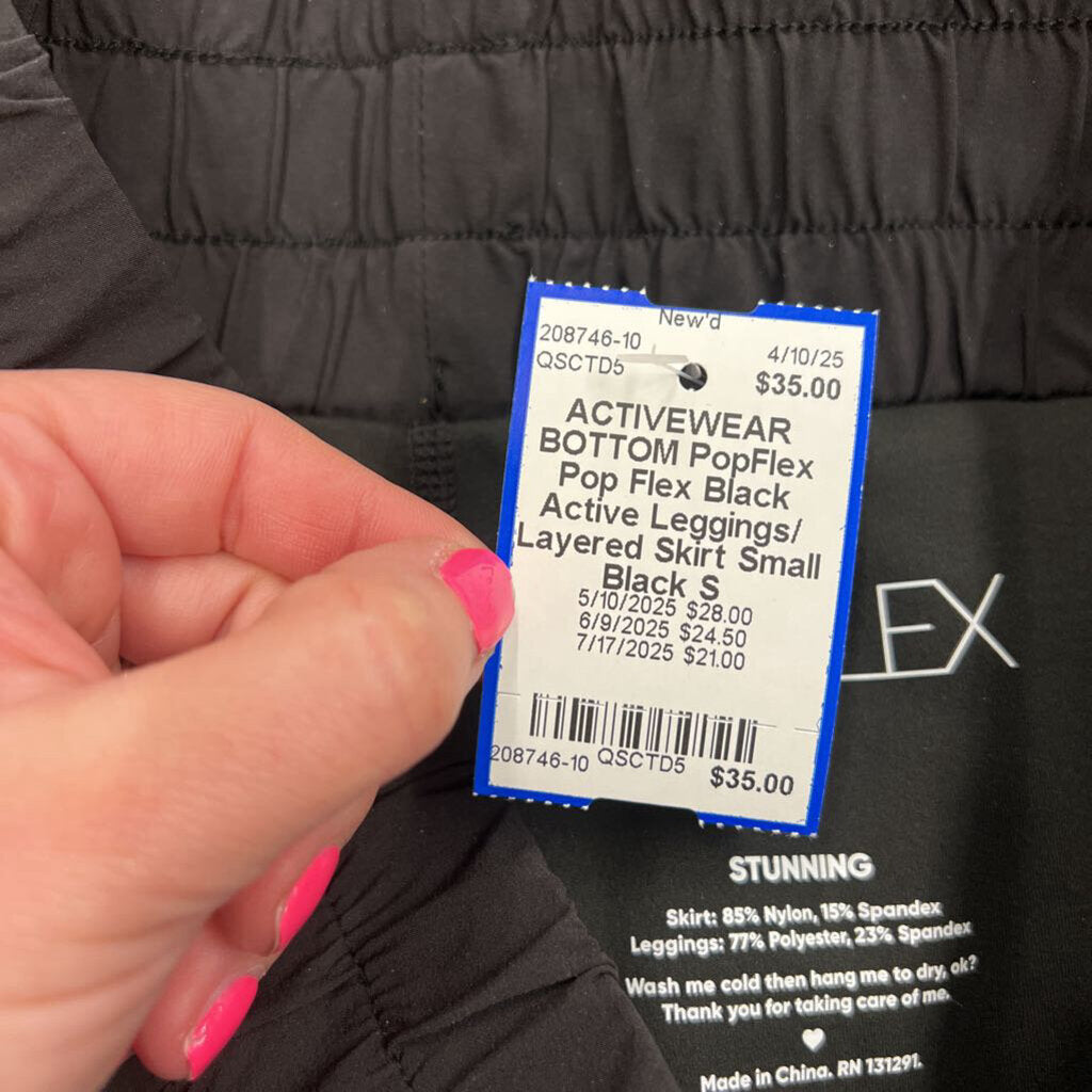 Pop Flex Black Active Leggings/ Layered Skirt Small