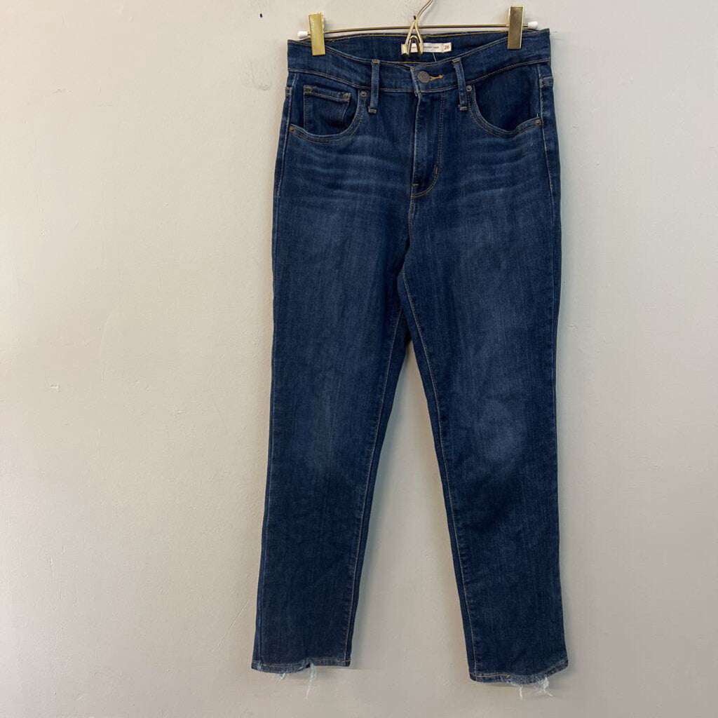 Levi Dark Wash 724 High Rise Straight Crop Jeans 26