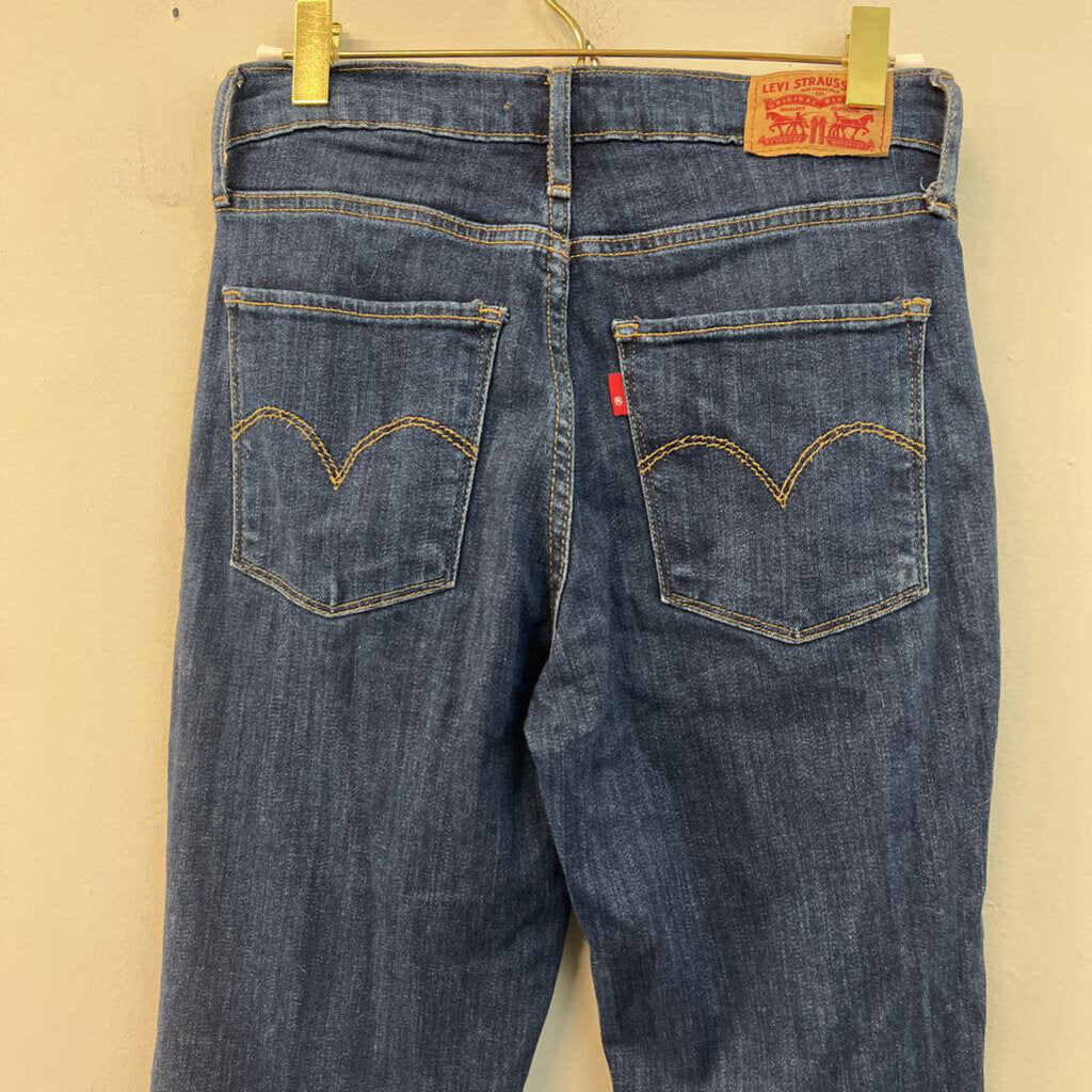 Levi Dark Wash 724 High Rise Straight Crop Jeans 26